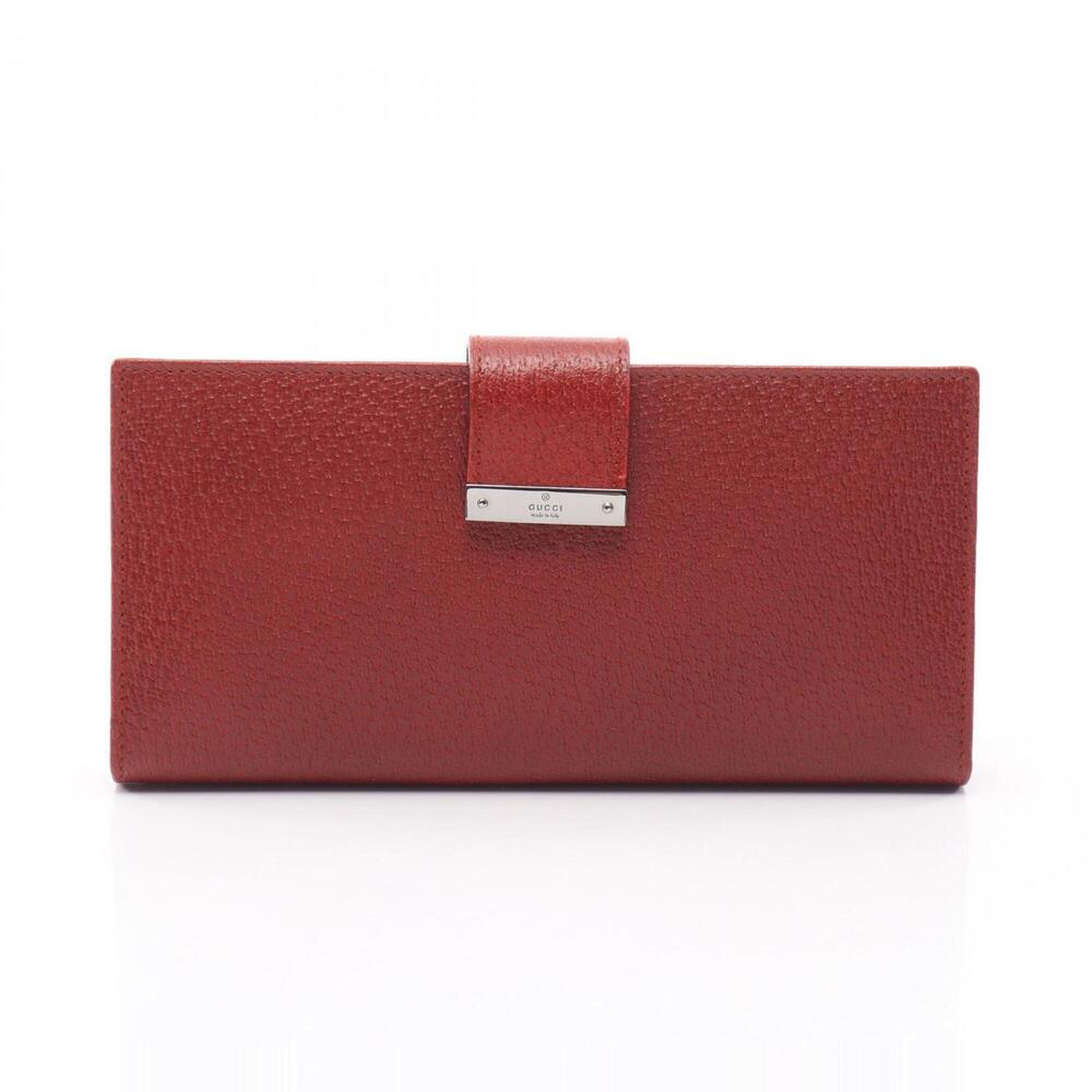 Gucci ZIP Long Wallet, Bi-fold Leather, Women's, Red, 115093